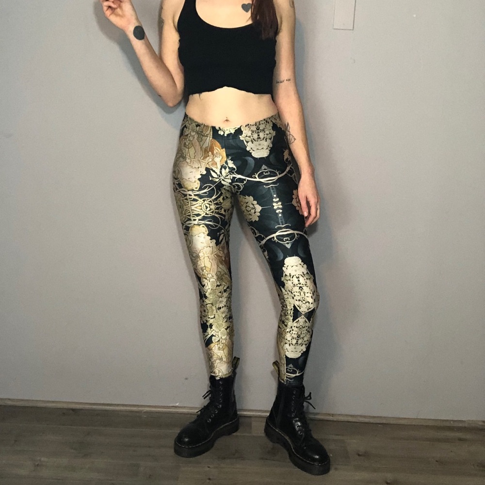 Art Deco Mucha leggings by Blackmilk
